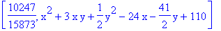 [10247/15873, x^2+3*x*y+1/2*y^2-24*x-41/2*y+110]